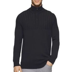 Calvin Klein Mens Size 2XL Multi-Textured Knit Sweater Black